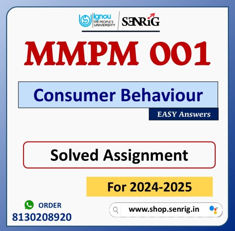 MMPM 001 Consumer Behaviour Solved Assignment for Session 2024-25 Download PDF