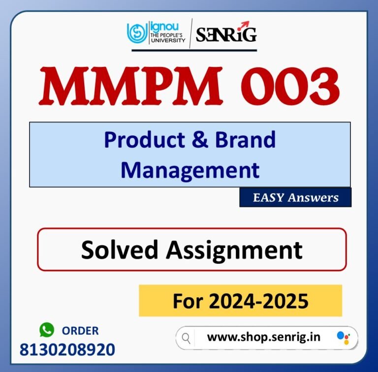 MMPM 003 Product & Brand Management Solved Assignment for Session 2024-25 Download PDF