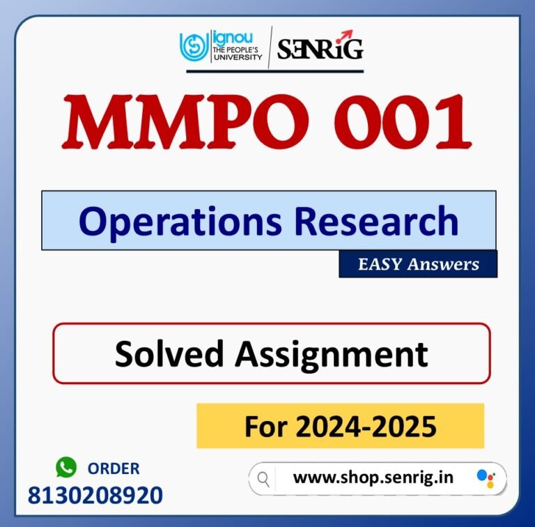 MMPO 001 Operations Research Solved Assignment for Session 2024-25 Download PDF