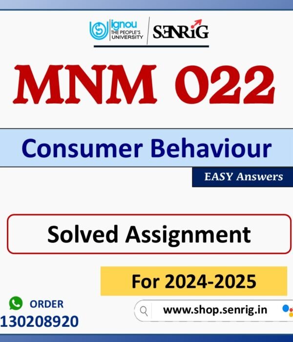 MNM 022 Consumer Behaviour Solved Assignment for Session 2024-25 Download PDF