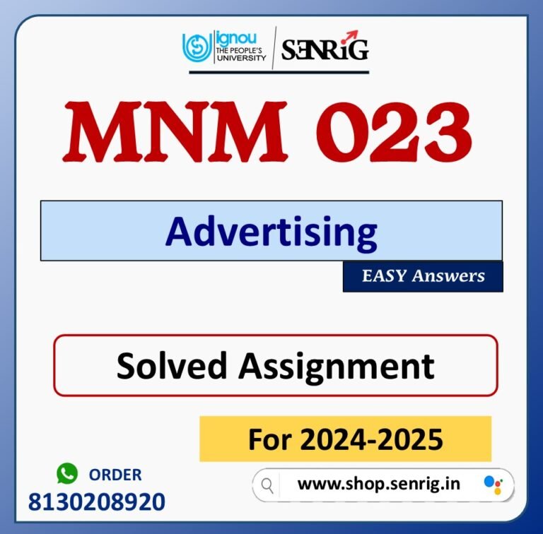 MNM 023 Advertising Solved Assignment for Session 2024-25 Download PDF