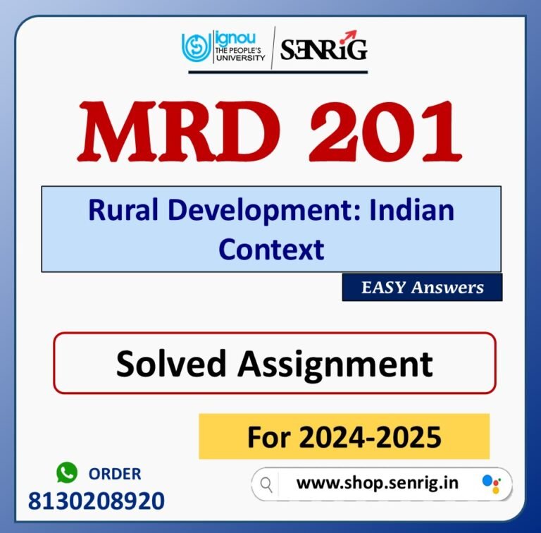 MRD 201 Rural Development: Indian Context Solved Assignment for Session 2024-25 Download PDF