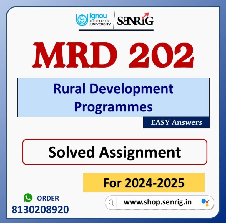 MRD 202 Rural Development Programmes Solved Assignment for Session 2024-25 Download PDF