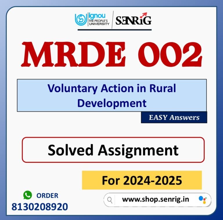 MRDE 002 Voluntary Action in Rural Development Solved Assignment for Session 2024-25 Download PDF