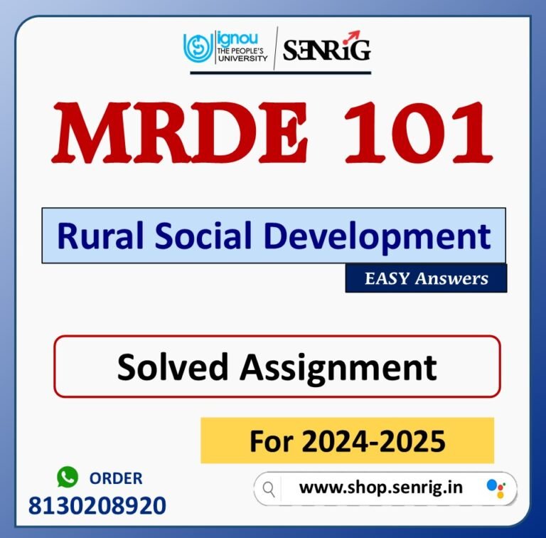 MRDE 101 Rural Social Development Solved Assignment for Session 2024-25 Download PDF