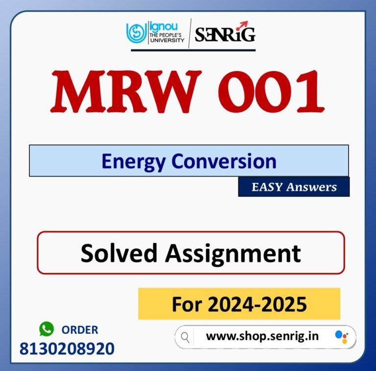 MRW 001 Energy Conversion Solved Assignment for Session 2024-25 Download PDF