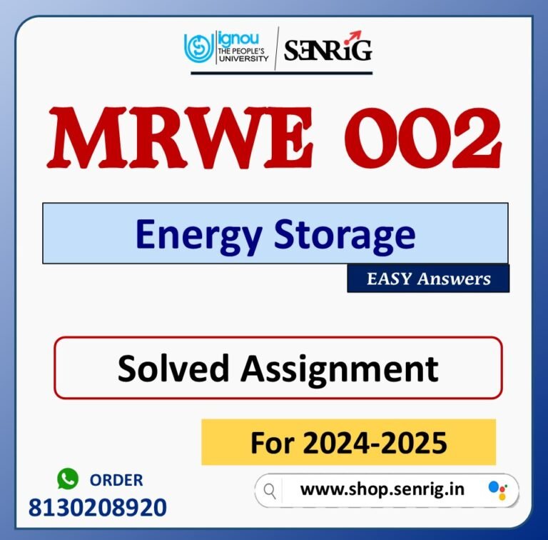 MRWE 002 Energy Storage Solved Assignment for Session 2024-25 Download PDF