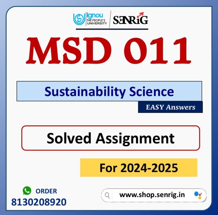 MSD 011 Sustainability Science Solved Assignment for Session 2024-25 Download PDF