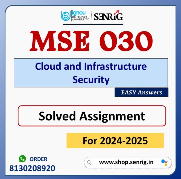 MSE 030 Cloud and Infrastructure Security Solved Assignment for Session 2024-25 Download PDF