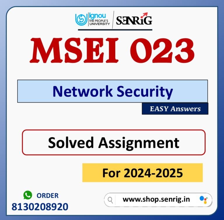 MSEI 023 Network Security Solved Assignment for Session 2024-25 Download PDF