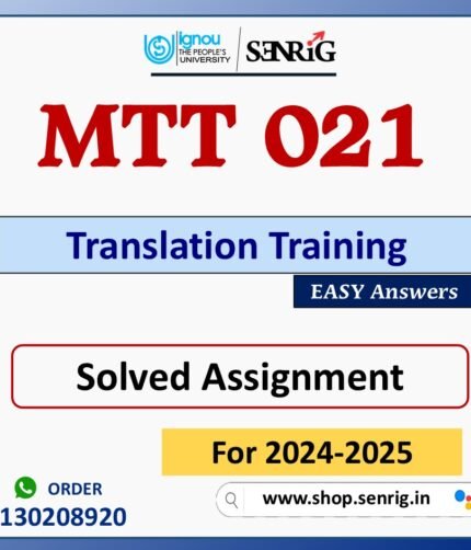 MTT 021 Translation Training Solved Assignment for Session 2024-25 Download PDF