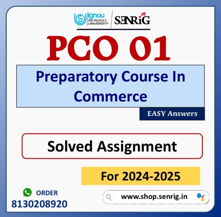 PCO 01 Preparatory Course In Commerce Solved Assignment for Session 2024-25 Download PDF