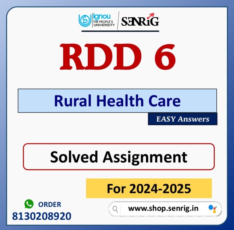 RDD 6 Rural Health Care Solved Assignment for Session 2024-25 Download PDF