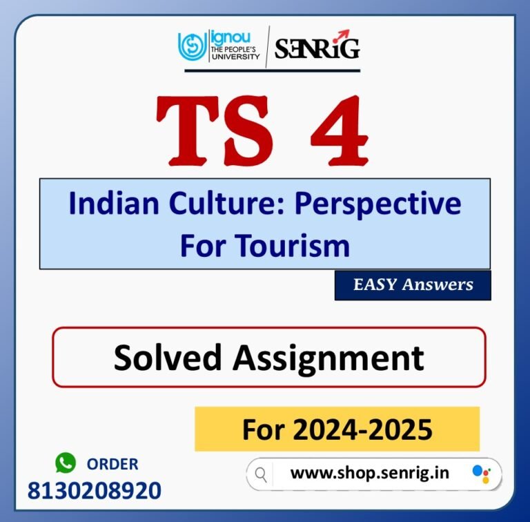 TS 4 Indian Culture: Perspective For Tourism Solved Assignment for Session 2024-25 Download PDF