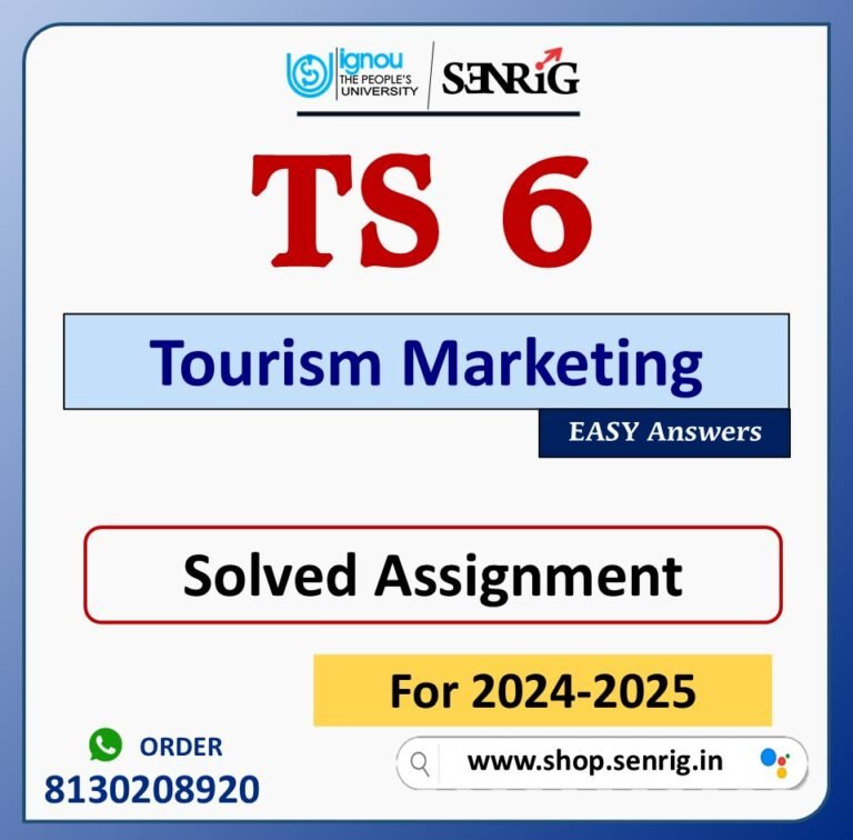 TS 6 Tourism Marketing Solved Assignment for Session 2024-25 Download PDF