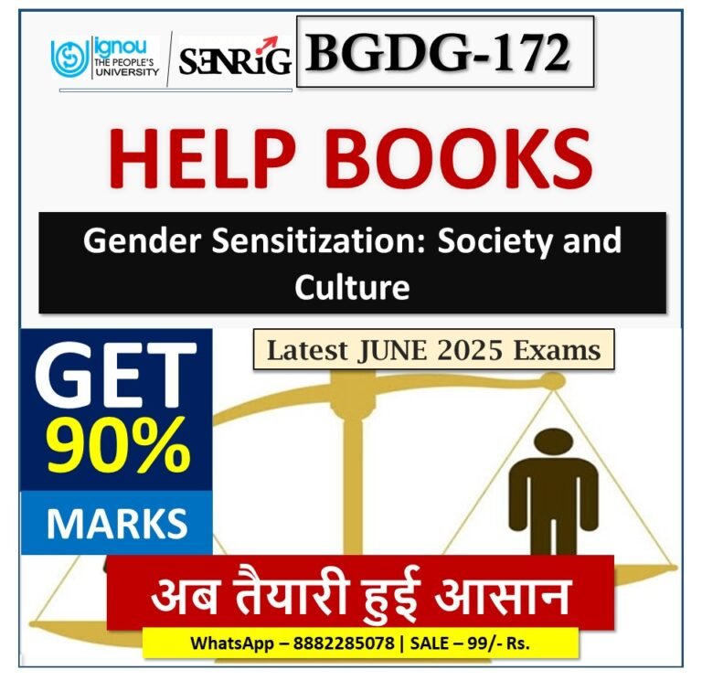 IGNOU BGDG-172 Gender Sensitization: Society and Culture