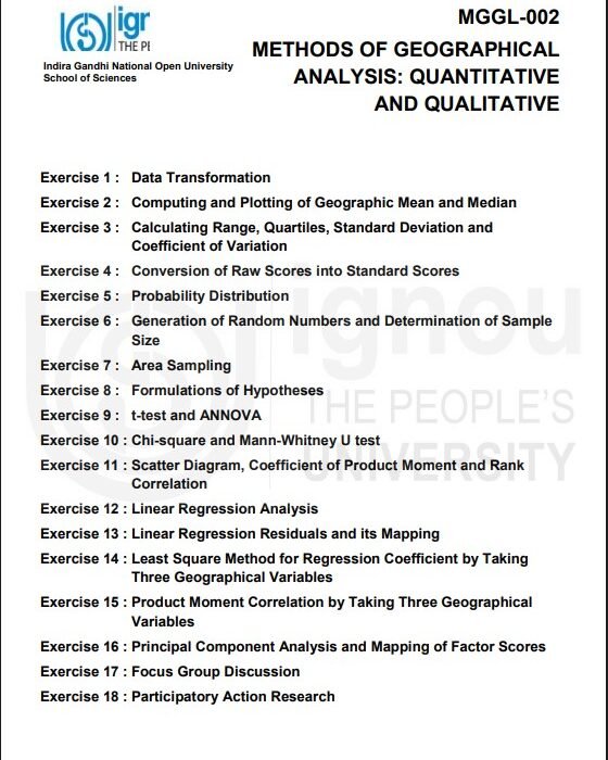 BUY MGGL-002 Practical METHODS OF GEOGRAPHICAL ANALYSIS