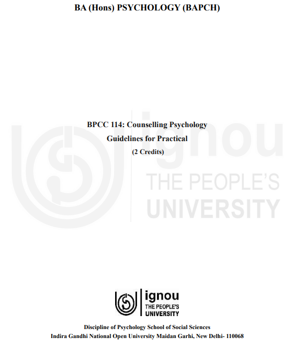Buy BPCC 114: Counselling Psychology Practical