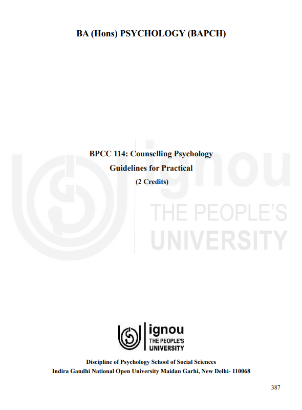 Buy BPCC 114: Counselling Psychology Practical