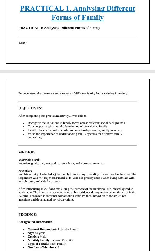 BUY MCFTL-001 Supervised Practicum Human Development and Family Relationships - Handwritten hardcopy
