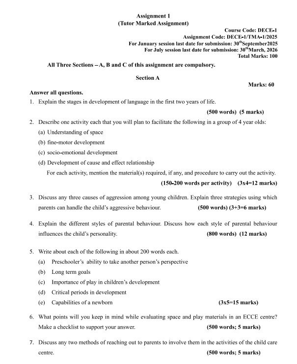 DECE 01 Solved Assignment 2025