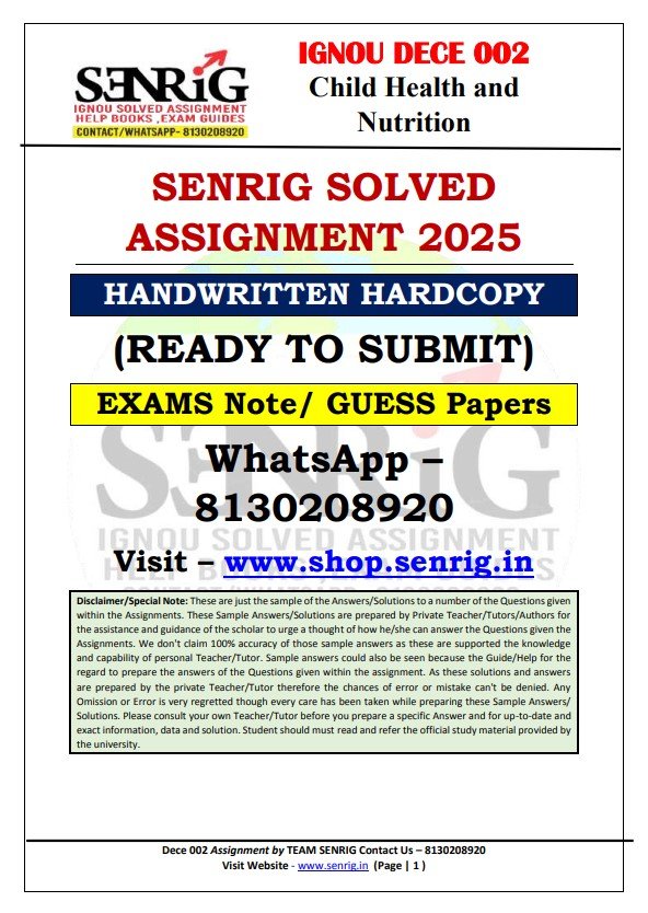 DECE 002 Solved Assignment In English Jan–July 2025
