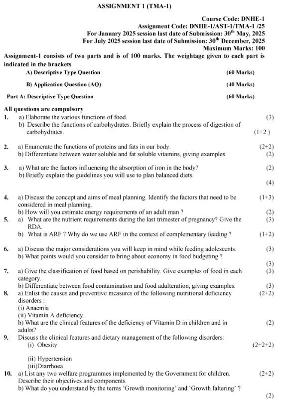 DNHE-01 Solved Assignment 2025