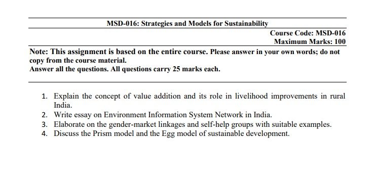 IGNOU MSD-016 Solved Assignment 2025 PDF (English)