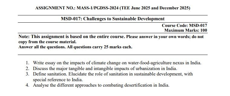IGNOU MSD-017 Solved Assignment 2025 PDF (English)