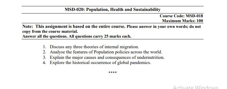 IGNOU MSD-020 Solved Assignment 2025 PDF (English)