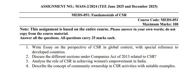 IGNOU MEDS-051 Solved Assignment 2025 PDF (English)