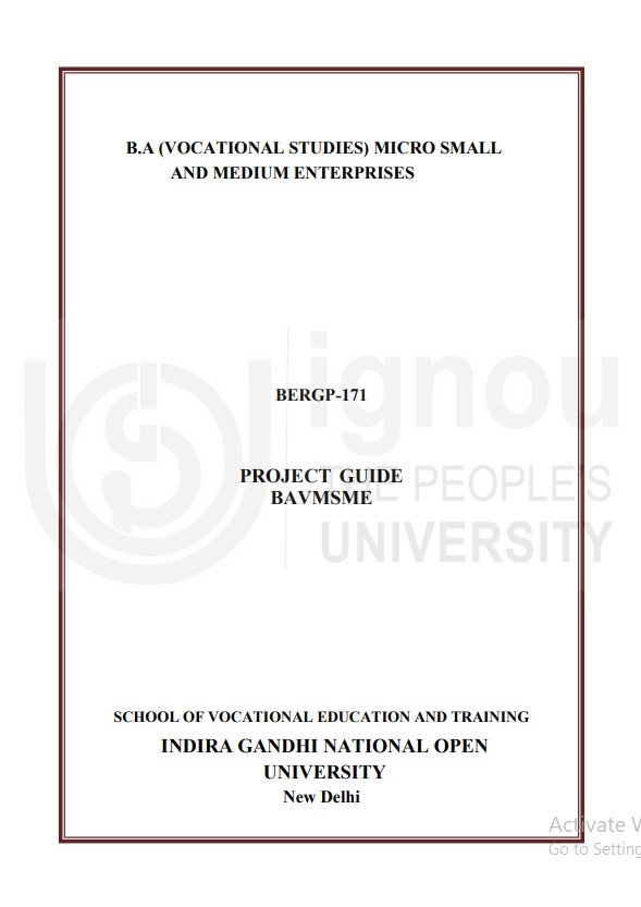 ✅BUY IGNOU BAVMSME Project (BERGP-171) Hardcopy