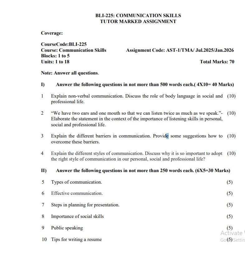 IGNOU BLI-225 Solved Assignment 2025 PDF (English)