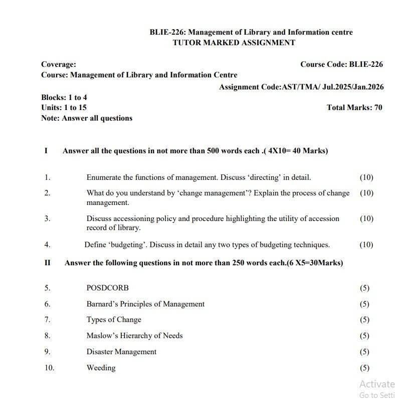 IGNOU BLIE-226 Solved Assignment 2025 PDF (English)