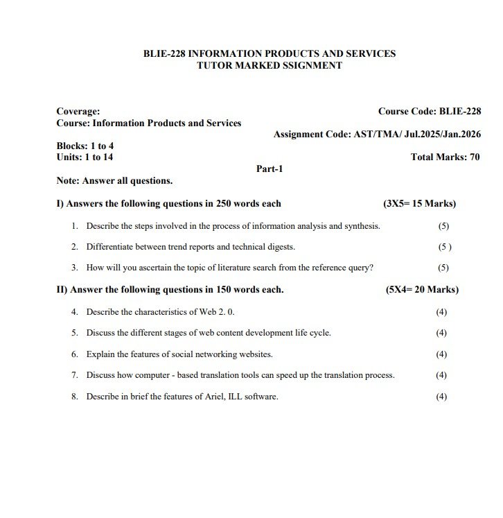 IGNOU BLIE-228 Solved Assignment 2025 PDF (English)