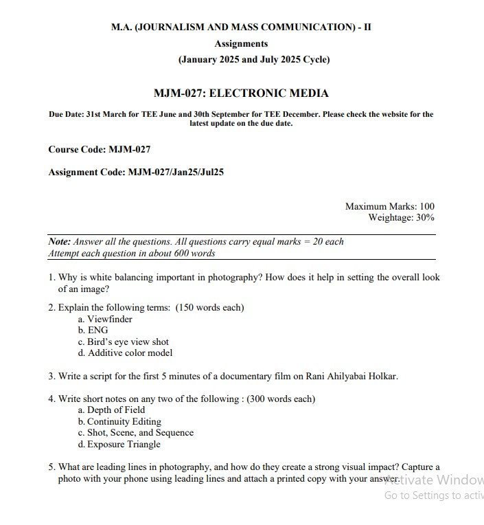 MJM-027 Solved Assignment January 2025-July 2025 (English)