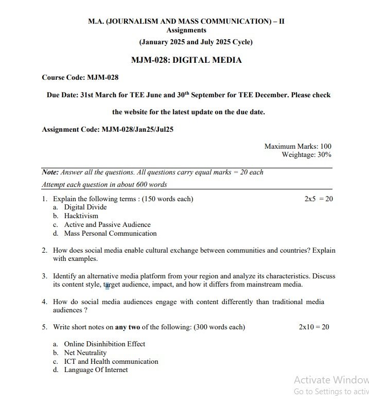 MJM-028 Solved Assignment January 2025-July 2025 (English)
