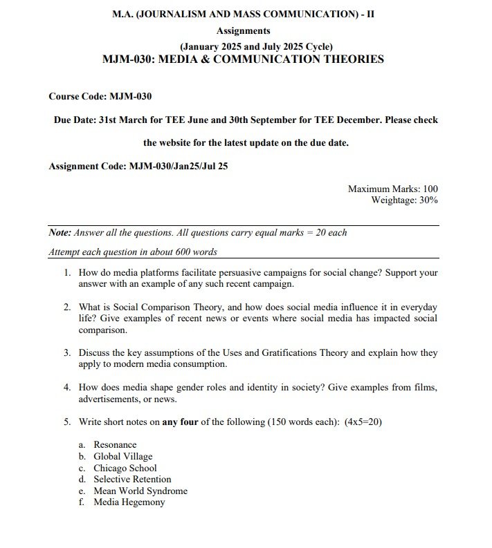 MJM-030 Solved Assignment January 2025-July 2025 (English)