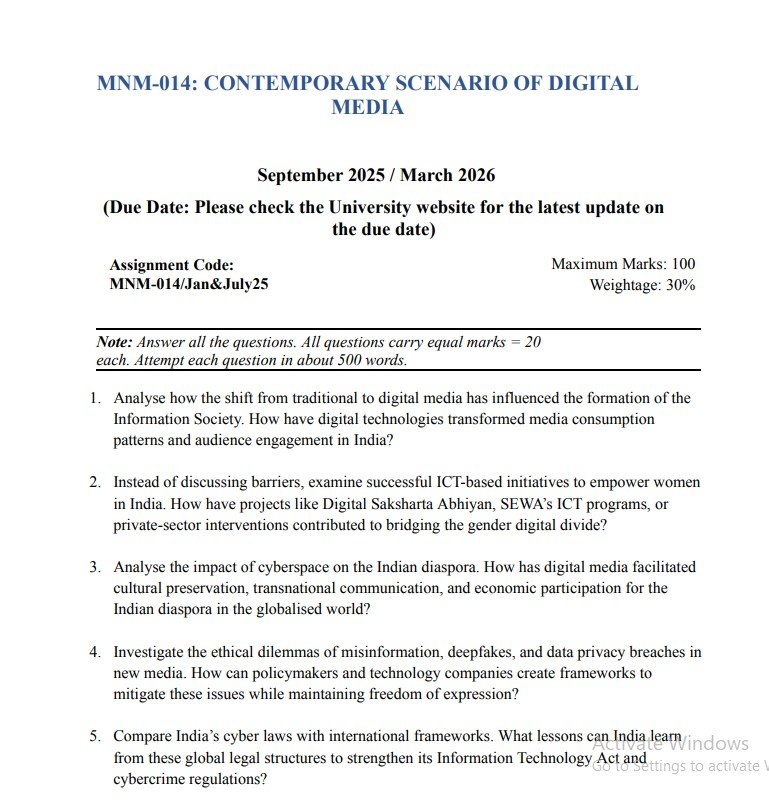 IGNOU MNM-014 Solved Assignment Jan & July 25 PDF (English)