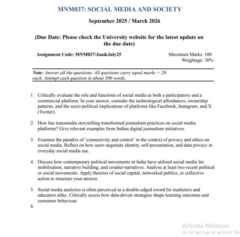 IGNOU MNM 037 Solved Assignment Jan & July 25 PDF (English)