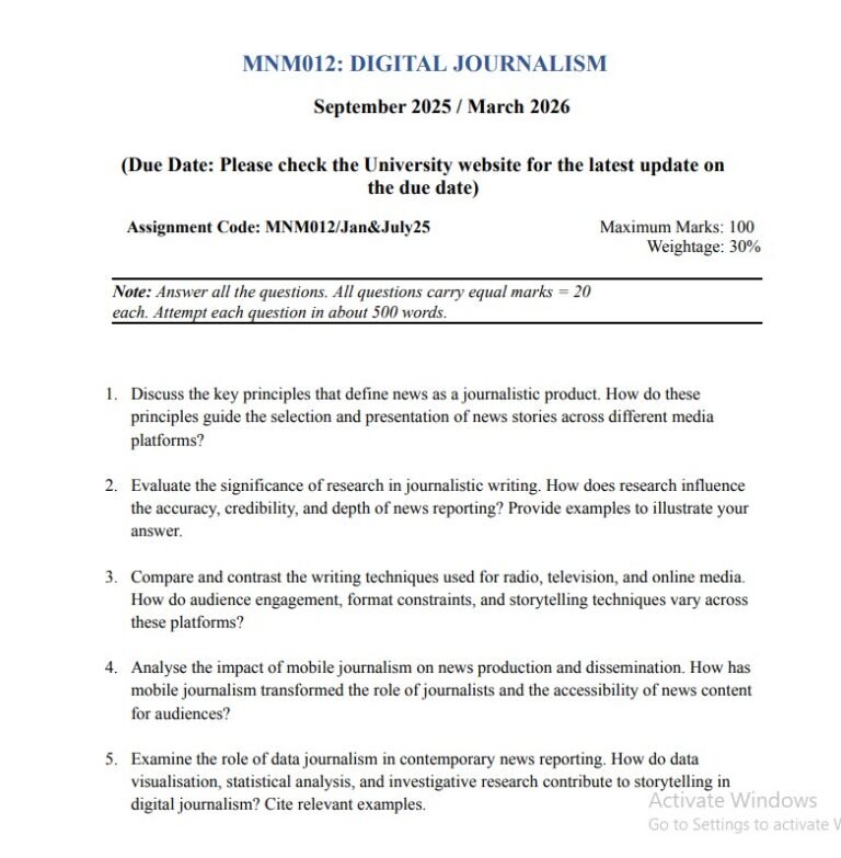 IGNOU MNM 012 Solved Assignment Jan & July 25 PDF (English)