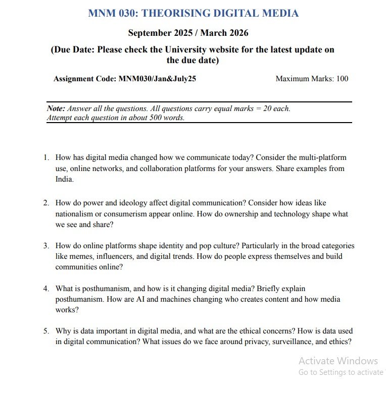 IGNOU MNM 030 Solved Assignment Jan & July 25 PDF (English)
