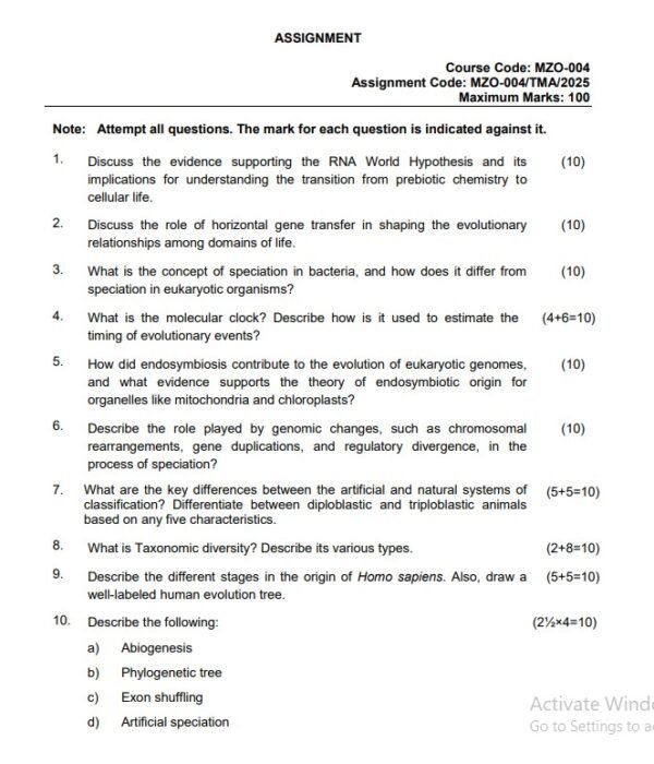 IGNOU MZO-004 Solved Assignment 2025 PDF (English)