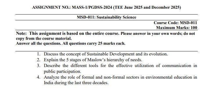 IGNOU MSD-011 Solved Assignment 2025 PDF (English)