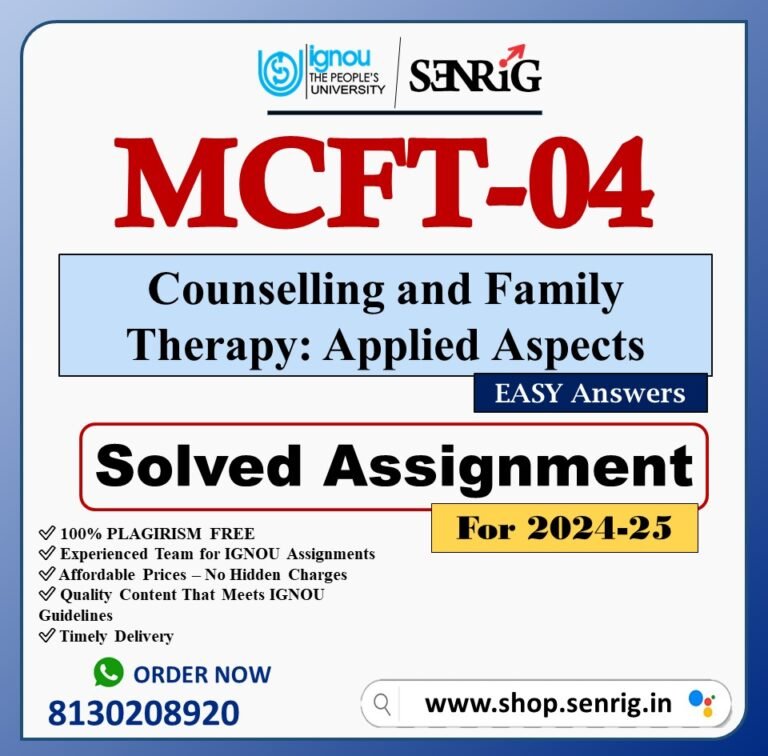 IGNOU MCFT-04 Solved Assignment 2024-25 PDF (English)