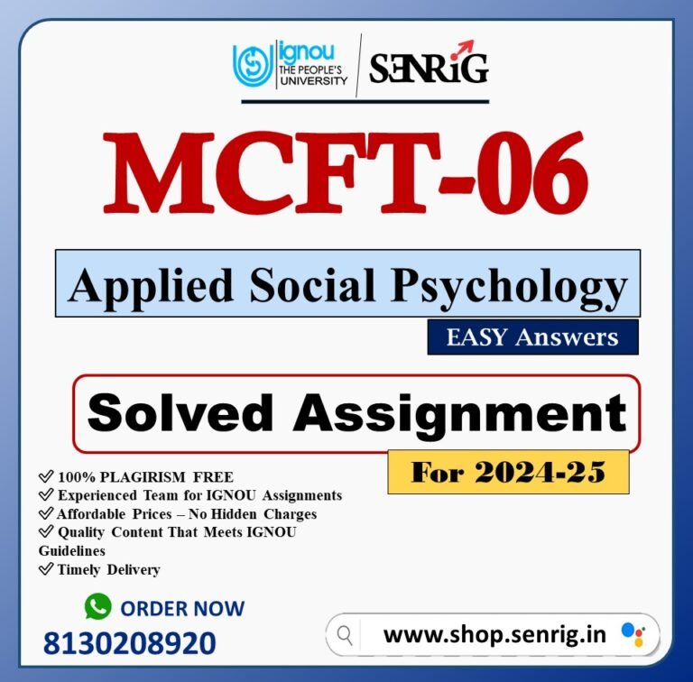 IGNOU MCFT-06 Solved Assignment 2024-25 PDF (English)
