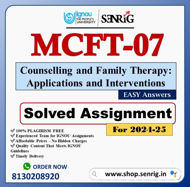IGNOU MCFT-07 Solved Assignment 2024-25 PDF (English)
