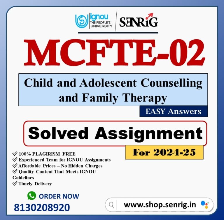 IGNOU MCFTE-02 Solved Assignment 2024-25 PDF (English)