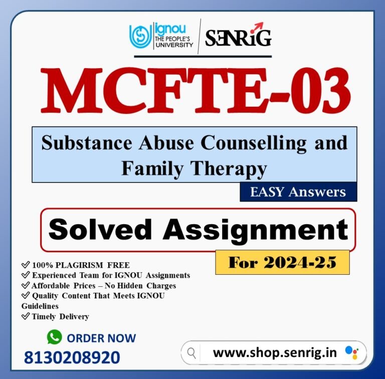 IGNOU MCFTE-03 Solved Assignment 2024-25 PDF (English)