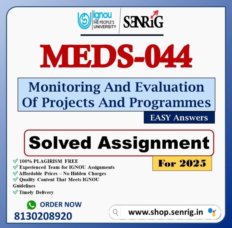 IGNOU MEDS-044 Solved Assignment 2025 PDF (English)